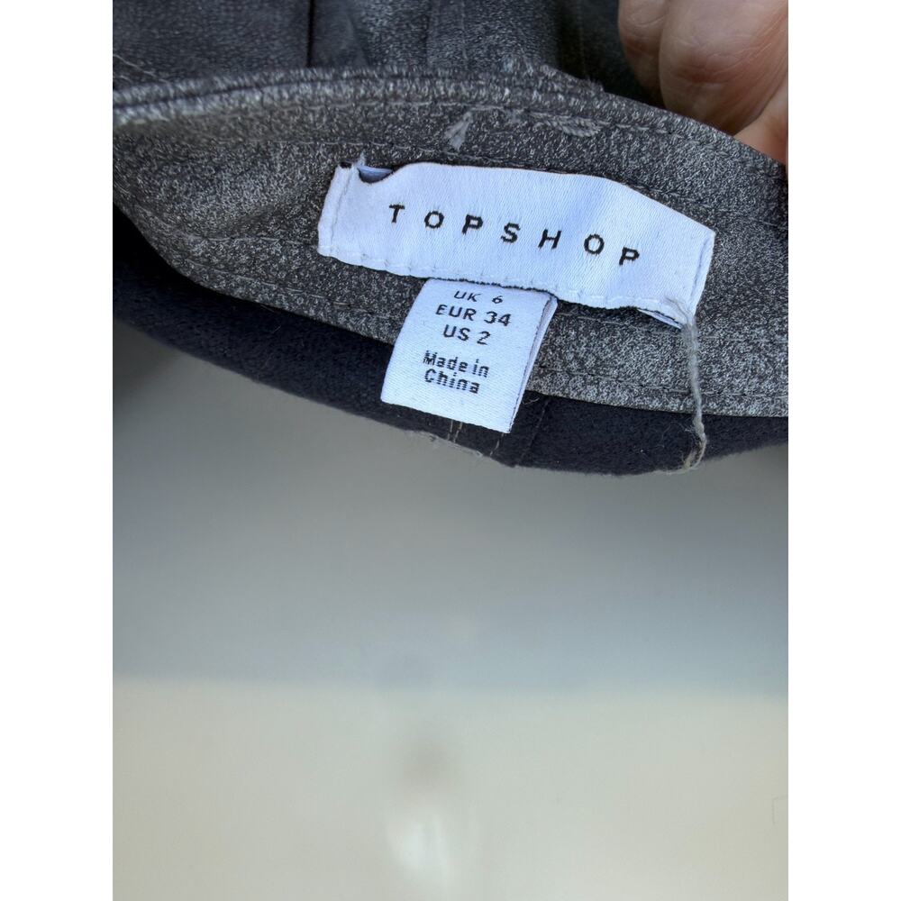 Topshop Faux Leather Washed Effect High Rise Straight Leg Pants in Gray 6 NWT 👖 - Picture 4 of 4